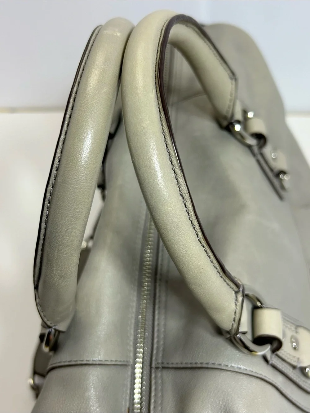 Coach Large Madison Sabrina Satchel Bag purse 12949 gray silver two way